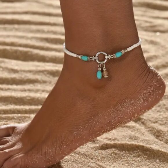 Jewelry - New Boho-Chic Turquoise Anklet - Vintage-Inspired Adjustable Beach Foot